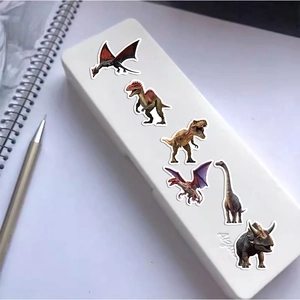 Autocollants de dinosaures imperméables sur trousse blanche pour déco de papeterie