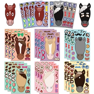 DIY mix and match pony stickers set showing various horse faces and facial expression decals