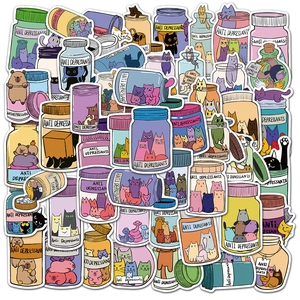 Cartoon Katze Anti Depressiva Aufkleber Wasserdicht PVC DIY Heilung Tier Decals Für Wasserbecher Notizbuch Laptop Deko