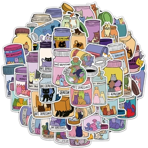 Niedliche Cartoon-Katzenaufkleber Anti-Depressiva für DIY-Scrapbook und Trinkflasche