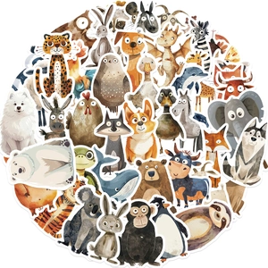 50 pezzi di simpatici adesivi animali ad acquerello per decorazioni fai-da-te e cover