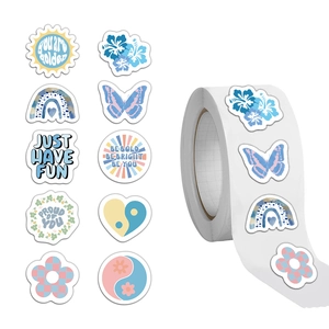 Blue Nordic Washi Paper Decorative Stickers Bulk Motivational Quotes Sun Rainbow Butterfly Floral Scrapbooking Sealing Labels