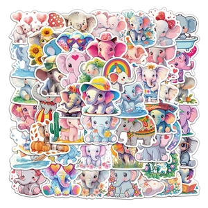 Autocollants Mignons de Famille d'Éléphants de Dessin Animé Graffiti DIY Imperméables en PVC pour Ordinateur Portable Gourde