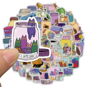 Süße Cartoon-Katzenaufkleber im Anti-Depressiva-Glas-Design für DIY-Dekorationen