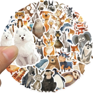 50 adesivi animali acquerello carini e impermeabili per decorazione fai da te di bagagli