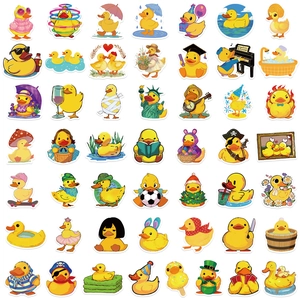 Lot de 50 autocollants canard jaune mignons pour décor de valises et ordinateurs