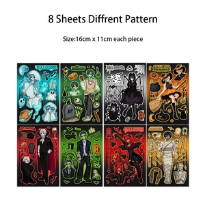 8 sheets of spooky Halloween ghost collage stickers for DIY journals and notebooks
