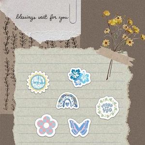 500pcs blue INS style waterproof stickers roll for gift sealing and scrapbooking