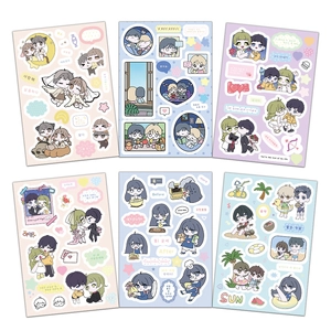 Set of 6 waterproof cartoon couple themed decorative stickers for DIY phone cases and luggage