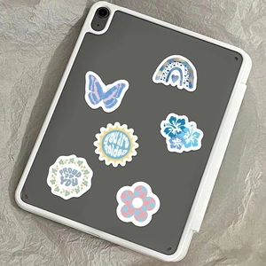 Blue INS style waterproof decorative stickers with inspirational quotes on a tablet
