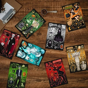 Set of 8 Halloween aesthetic collage stickers with vampires and zombies for DIY journals