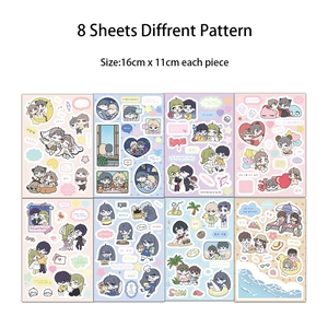 8 sheets of waterproof cartoon academy stickers for DIY scrapbooks and luggage decoration