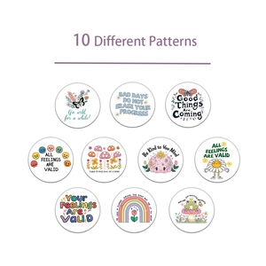 Set of 10 mental health stickers featuring hand-drawn rainbows and inspirational phrases