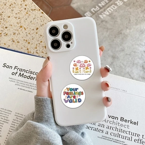 Mental health mental support phone socket grip featuring motivational quotes on smartphone