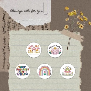 Mental health awareness stickers featuring floral brains and motivational quotes