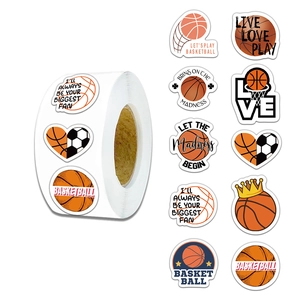 500pcs Cartoon basketball stickers roll with colorful DIY patterns for sports decoration