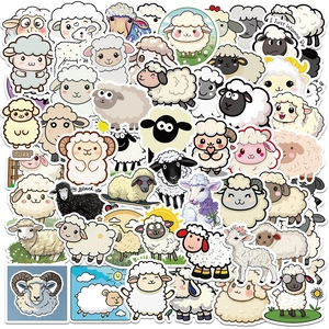Cute Cartoon Sheep PVC Waterproof Stickers Aesthetic Animal Decals For DIY Journal Laptop Phone Case Stationery Decor For Kids Students