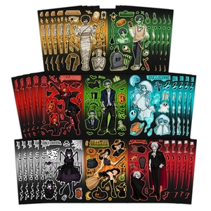 Halloween horror collage stickers featuring mummies and ghosts for DIY journals