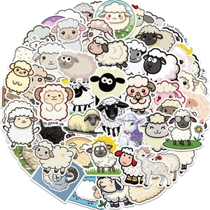 Pack of 50 cute cartoon sheep stickers for DIY laptops, journals and water bottles decoration