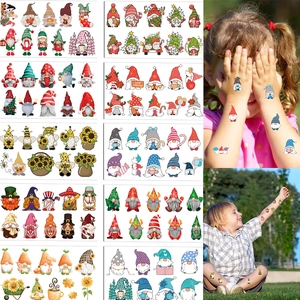 Tatuaggi Temporanei in Carta PET Gnomo Sirena per Bambini Festa di Compleanno Impermeabile Trasferimento ad Acqua