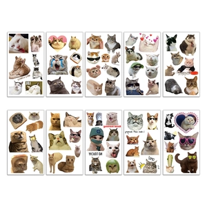 Lot de 10 tatouages éphémères de chats rigolos imperméables pour fête d'enfants