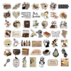 50 autocollants vintage Dark Academia pour scrapbooking et décoration de valise