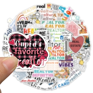 50pcs heart shaped realtor career stickers for laptop and phone decoration