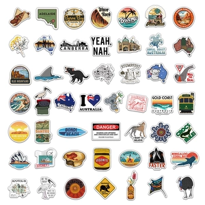 Set de 50 stickers Australie avec koala kangourou et monuments pour valises et déco