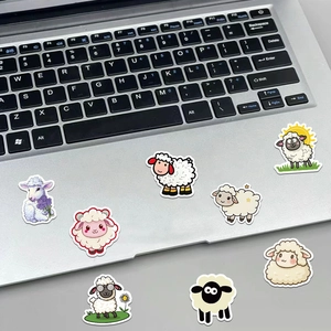 50pcs cute cartoon sheep stickers in various designs for DIY laptops and water bottles