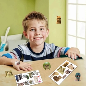 Tatouages temporaires de chats rigolos pour enfants, stickers imperméables pour fêtes et jeux