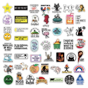 Set of 50 sarcastic quote stickers with dark humor memes for laptops and phone cases
