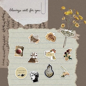 Lot de 50 autocollants vintage Dark Academia pour bagages et scrapbooking au style rétro