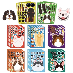 Cartoon Dog DIY Make A Face Stickers Puppy Expression Puzzles Waterproof Stickers For Kids Creative Decorative Stickers
