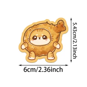 Guide des tailles montrant les dimensions du sticker chat dessin animé, 6cm x 5,43cm