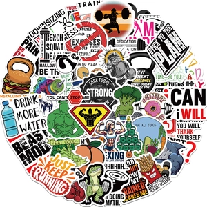 50 stickers de fitness étanches avec citations motivantes et icônes de sport pour PC