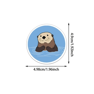 Détail de l'autocollant loutre de mer étanche avec dimensions 4,9 cm pour décoration DIY