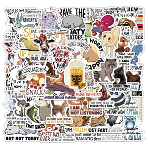 50 funny animal quote stickers for laptops and luggage with waterproof cartoon designs