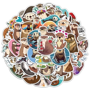 Autocollants Mignons Thème Loutre Dessin Animé Imperméable PVC Mat DIY Décalcomanies pour Ordinateur Bagages Bouteille d'eau Scrapbooking