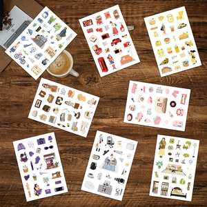 8 sheets of cute ins style stickers for scrapbooking and journal decoration on wood desk