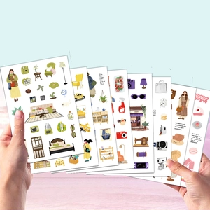 Set of 8 cute Ins style aesthetic stickers for DIY scrapbooking and journal decoration