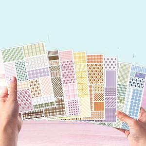 Set of 8 colorful plaid and geometric pattern memo pads for scrapbooking and journaling
