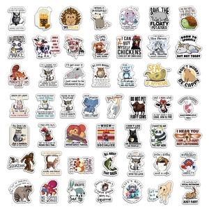 50pcs funny animal stickers with humor quotes for laptop and luggage decoration