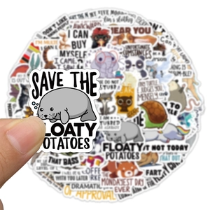 50 pieces funny animal stickers for laptop and luggage featuring save the floaty potatoes