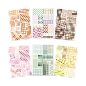 Set of 6 plaid and houndstooth decorative stickers for journals and DIY stationery craft