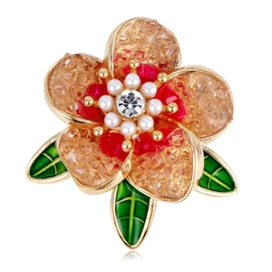 Élégante Broche Fleur de Pivoine en Alliage Avec Strass Künstliche Perle d'Imitation Feuille Émaillée Broche de Costume Vintage Bijoux Femme