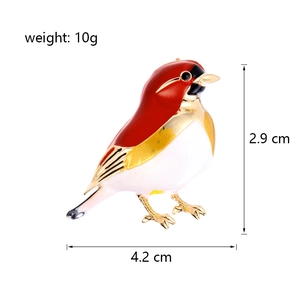 Exquisite Emaille Vogel Brosche in Rot und Gold für elegante Kleidung Accessoires