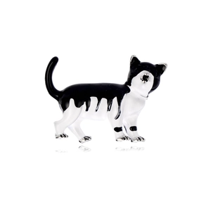 Broche Chat en Émail pour Femmes Hommes Alliage Strass Animal Marchant Épingle de Costume Accessoires de Vêtements Bijoux Cadeau