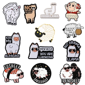 Funny Cartoon Alpaca Sheep Enamel Brooch Pin Cute Animal Badge For Backpack Clothing Accessory Personalized Alloy Jewelry