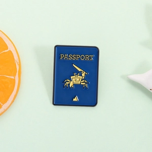 Alloy Enamel Pin Passport Shape Crab With Sword Brooch Badge Cartoon Sheriff Star Personalized Jewelry For Bags Clothing