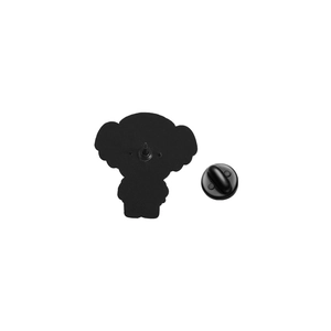 Close-up of high-quality black enamel pin back with a durable rubber clutch fastener